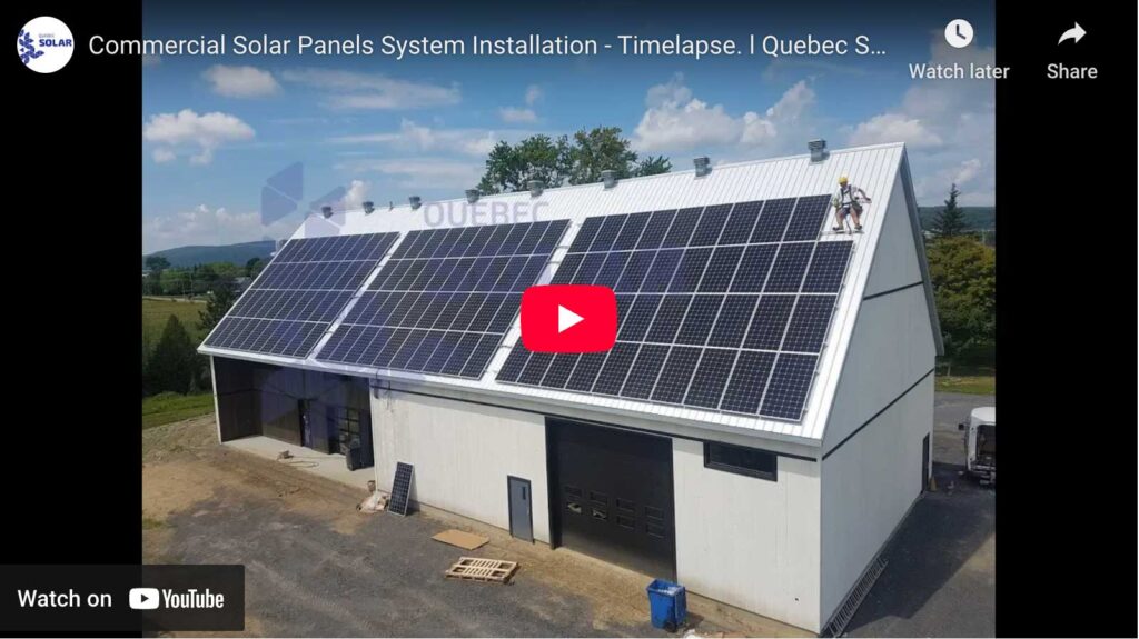 Commercial solar panel system installation - time lapse. Quebec Solar 43KW